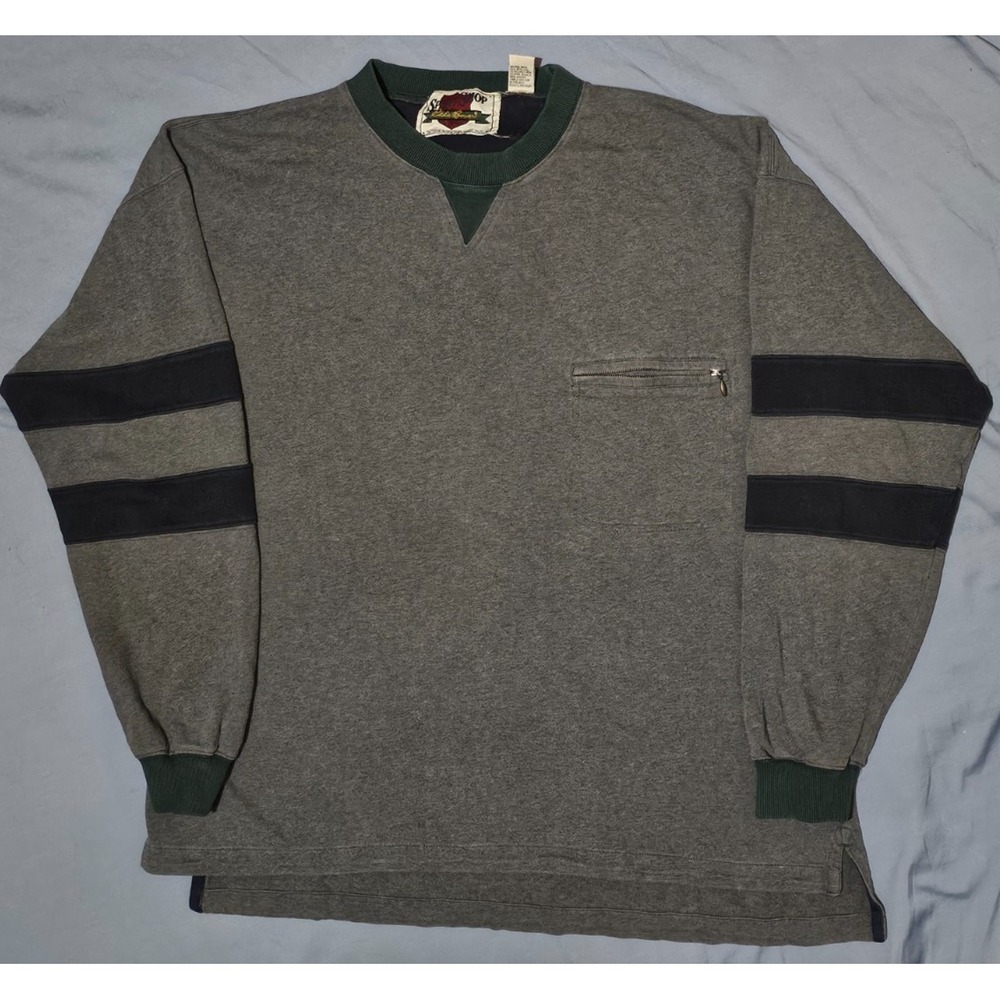 Vtg Eddie Bauer Sport Shop Gray‎ Pocket Crewneck Men's Size XL